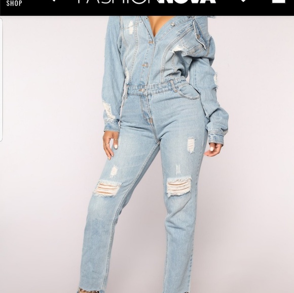 high jump denim jumpsuit